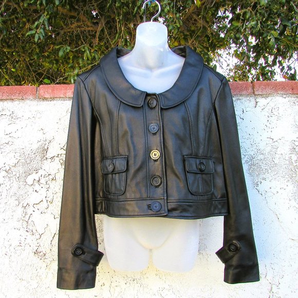 Wilson Leather jewel neck black jacket L